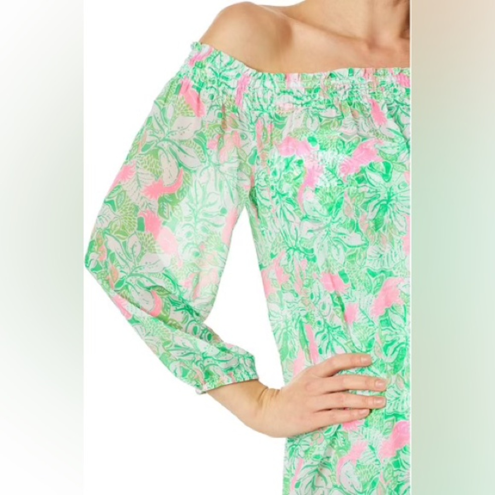 Lilly Pulitzer Maribeth Swim Cover-up, Botanical Green Just Wing It, XS - Picture 6 of 15